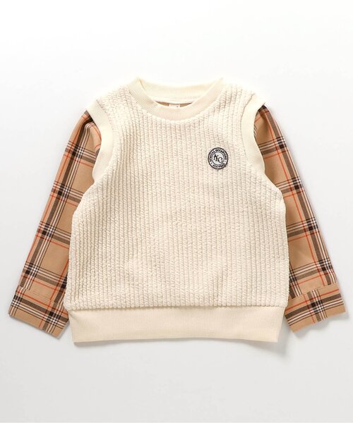 apres les cours(アプレレクール)の「【リンク】ベストドッキングTシャツ(Tシャツ/カットソー・キッズ・ブラック/ベージュ・90/100/110/120/80/130)」の12枚目の写真