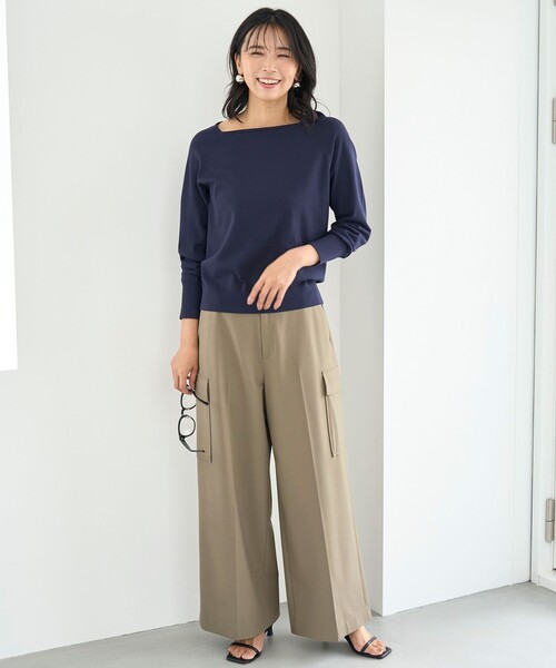 UNFILO(アンフィーロ)の「ウールライク カーゴワイドパンツ(カーゴパンツ・レディース・ベージュ系/ブラック系・X-SMALL/SMALL/MEDIUM/LARGE)」の4枚目の写真