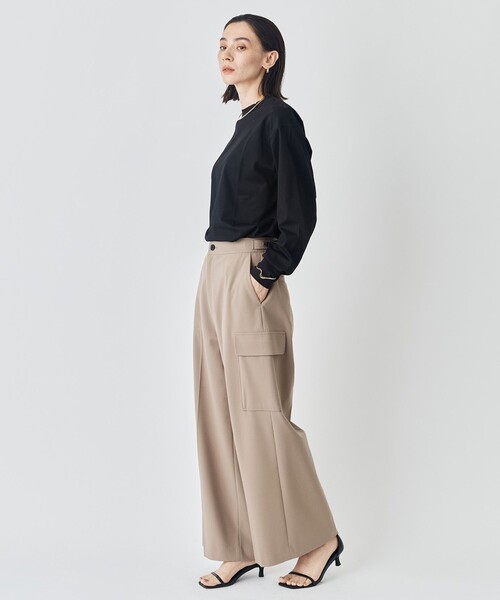 UNFILO(アンフィーロ)の「ウールライク カーゴワイドパンツ(カーゴパンツ・レディース・ベージュ系/ブラック系・X-SMALL/SMALL/MEDIUM/LARGE)」の10枚目の写真