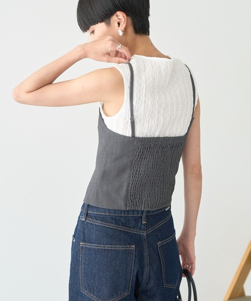 AMERICAN HOLIC（アメリカンホリック）の「【2WAY】イージーケアフロントボタンビスチェ（ベスト・レディース・ブルー系その他4/杢グレー/ブラック・S/M）」の12枚目の写真