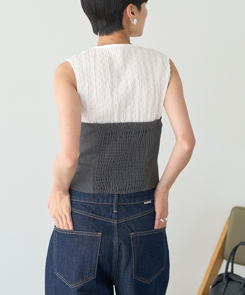 AMERICAN HOLIC（アメリカンホリック）の「【2WAY】イージーケアフロントボタンビスチェ（ベスト・レディース・ブルー系その他4/杢グレー/ブラック・S/M）」の18枚目の写真