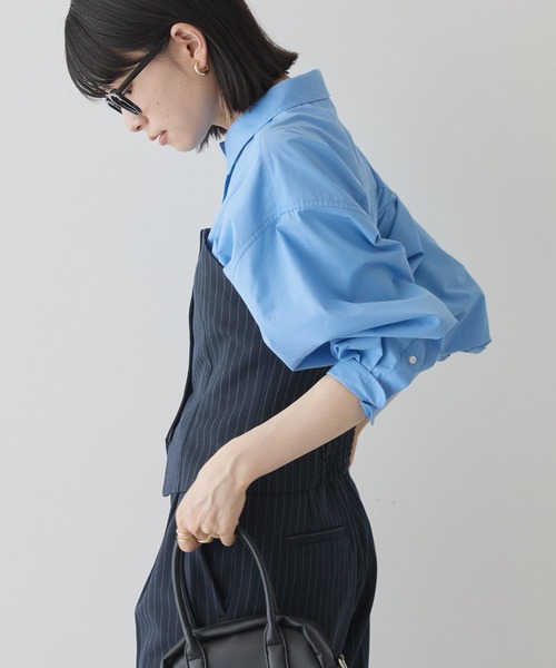 AMERICAN HOLIC（アメリカンホリック）の「【2WAY】イージーケアフロントボタンビスチェ（ベスト・レディース・ブルー系その他4/杢グレー/ブラック・S/M）」の5枚目の写真