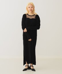 BEAMS COUTURE（ビームスクチュール）の「【1/29再値下げ】透け切替 ベロア ワンピース（ワンピース）」