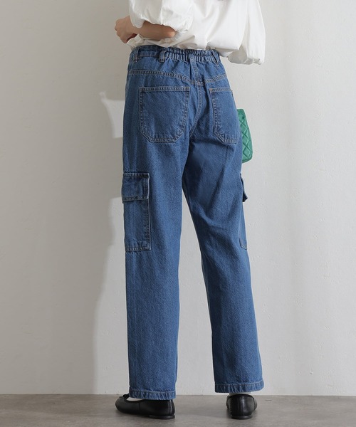 ElegChic(エレグシック)の「ヴィンテージ風ポケット加工カーゴパンツ(デニムパンツ・レディース・ネイビー/ブルー/ネイビー系・M/L/XL/XXL/4L)」の6枚目の写真