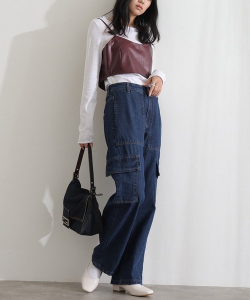 ElegChic(エレグシック)の「ヴィンテージ風ポケット加工カーゴパンツ(デニムパンツ・レディース・ネイビー/ブルー/ネイビー系・M/L/XL/XXL/4L)」の9枚目の写真