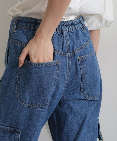 ElegChic(エレグシック)の「ヴィンテージ風ポケット加工カーゴパンツ(デニムパンツ・レディース・ネイビー/ブルー/ネイビー系・M/L/XL/XXL/4L)」の19枚目の写真