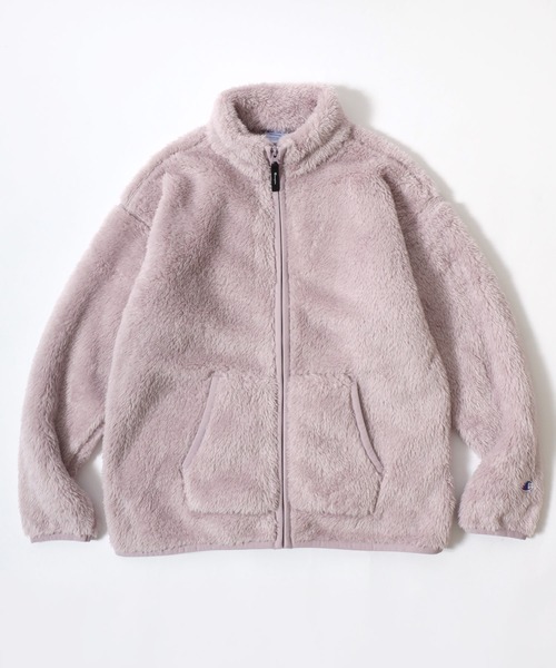 Champion(チャンピオン)の「Champion/チャンピオン SHERPA FLEECE ZIP JACKET/シェルパフリース ロゴ ワンポイント刺繍 ジップジャケット/ボアフリースジャケット/ブルゾン/レディース(ブルゾン・レディース・オフホワイト/ブラック/ライトパープル・L/M)」の3枚目の写真