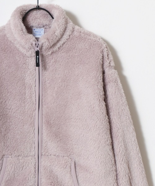 Champion(チャンピオン)の「Champion/チャンピオン SHERPA FLEECE ZIP JACKET/シェルパフリース ロゴ ワンポイント刺繍 ジップジャケット/ボアフリースジャケット/ブルゾン/レディース(ブルゾン・レディース・オフホワイト/ブラック/ライトパープル・L/M)」の6枚目の写真