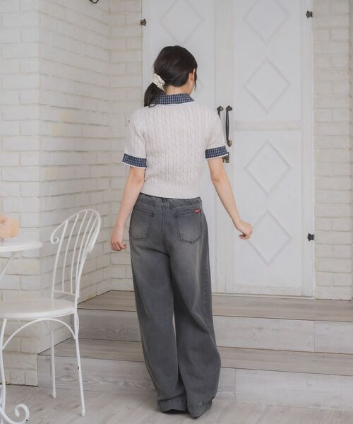 ems excite(エムズエキサイト)の「チェックSHドッキングNTPO(ニット/セーター・レディース・ブラウン/ダークブルー/ナチュラル/ダークグリーン・FREE)」の7枚目の写真