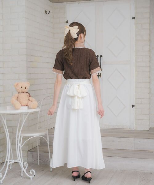 ems excite(エムズエキサイト)の「チェックSHドッキングNTPO(ニット/セーター・レディース・ブラウン/ダークブルー/ナチュラル/ダークグリーン・FREE)」の15枚目の写真