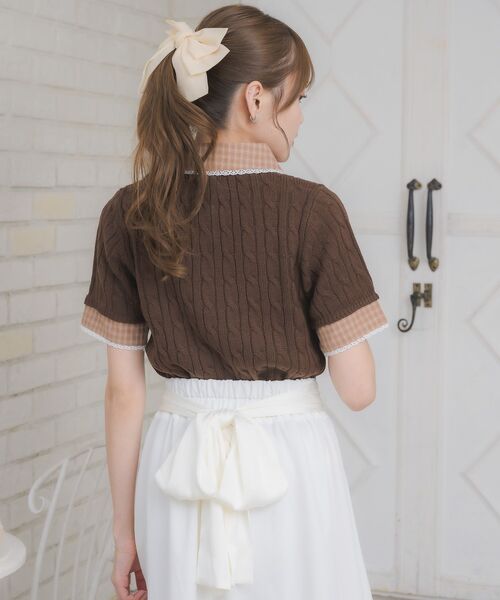 ems excite(エムズエキサイト)の「チェックSHドッキングNTPO(ニット/セーター・レディース・ブラウン/ダークブルー/ナチュラル/ダークグリーン・FREE)」の19枚目の写真