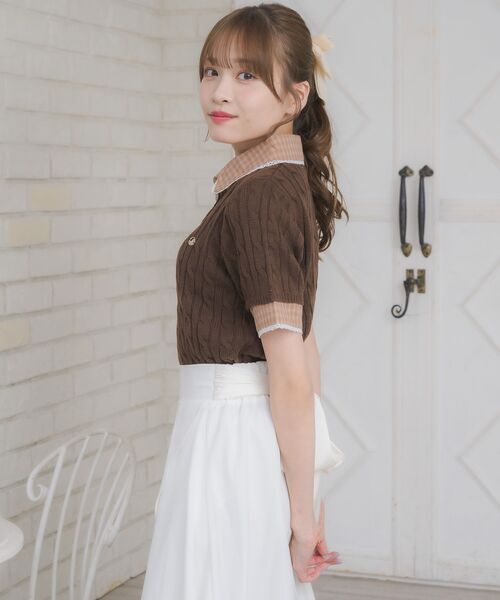 ems excite(エムズエキサイト)の「チェックSHドッキングNTPO(ニット/セーター・レディース・ブラウン/ダークブルー/ナチュラル/ダークグリーン・FREE)」の20枚目の写真