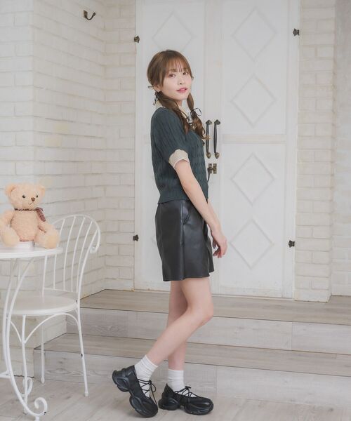 ems excite(エムズエキサイト)の「チェックSHドッキングNTPO(ニット/セーター・レディース・ブラウン/ダークブルー/ナチュラル/ダークグリーン・FREE)」の22枚目の写真