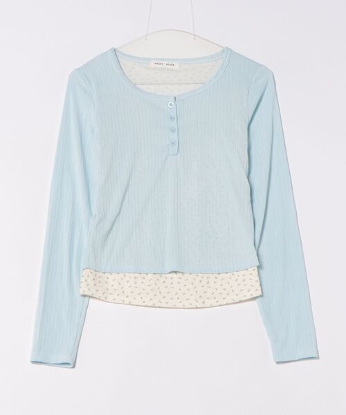 HALEY PESCA(ヘーリーペスカ)の「HALEY PESCA/ヘンリーネック 花柄レイヤードトップス(Tシャツ/カットソー・レディース・アイボリー/ピンク/ネイビー/ブルー・SMALL/MEDIUM)」の7枚目の写真