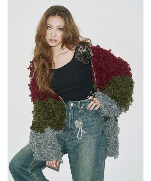 EVRIS（エヴリス）の「ループニットブルゾン（ブルゾン・レディース・レッド/ネイビー・FREE）」の2枚目の写真