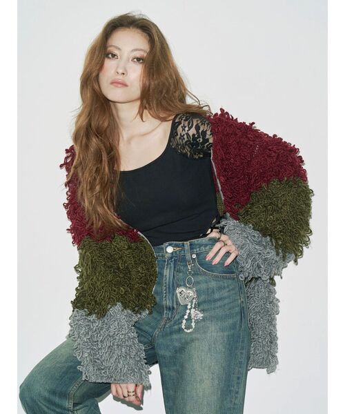 EVRIS（エヴリス）の「ループニットブルゾン（ブルゾン・レディース・レッド/ネイビー・FREE）」の3枚目の写真