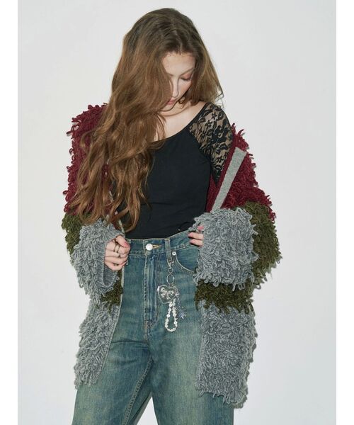 EVRIS（エヴリス）の「ループニットブルゾン（ブルゾン・レディース・レッド/ネイビー・FREE）」の4枚目の写真