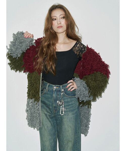 EVRIS（エヴリス）の「ループニットブルゾン（ブルゾン・レディース・レッド/ネイビー・FREE）」の5枚目の写真