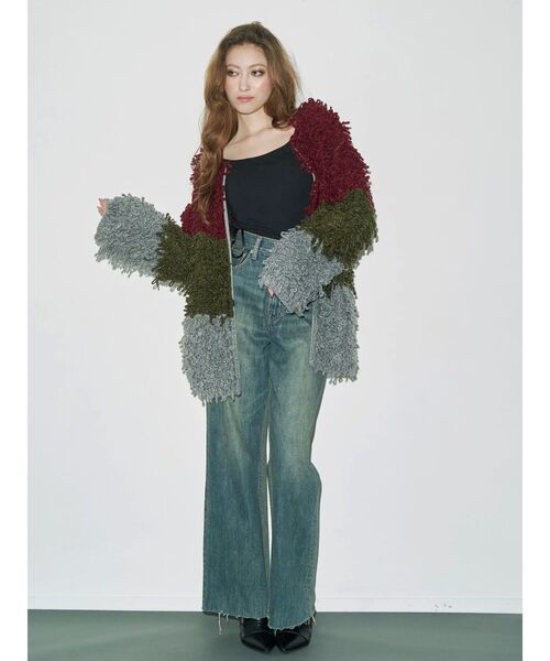 EVRIS（エヴリス）の「ループニットブルゾン（ブルゾン・レディース・レッド/ネイビー・FREE）」の6枚目の写真