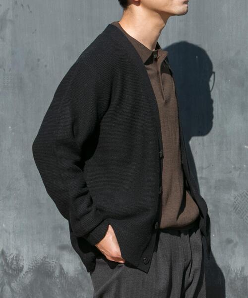 セール】『XLサイズあり』ハミルトンウールガーター編みVネック