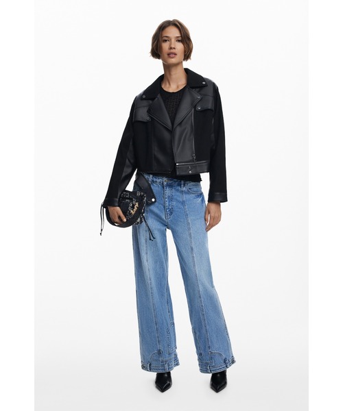 Desigual（デシグアル）の「グランジロック ニット切り替え レザー風