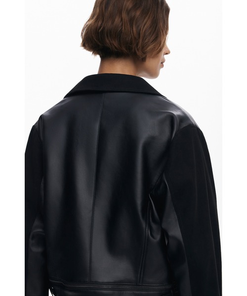 Desigual（デシグアル）の「グランジロック ニット切り替え レザー風バイカージャケット（ライダースジャケット・レディース・ブラック・S/M/L）」の5枚目の写真