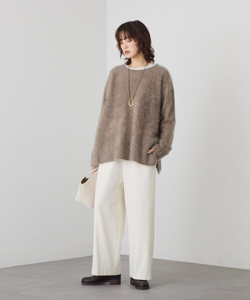 極美品★RIVE DROITE 起毛ウールサイドスリットニット RIVE DROITE（リヴドロワ） ニット セーター 「ヘアリーな質感」起毛