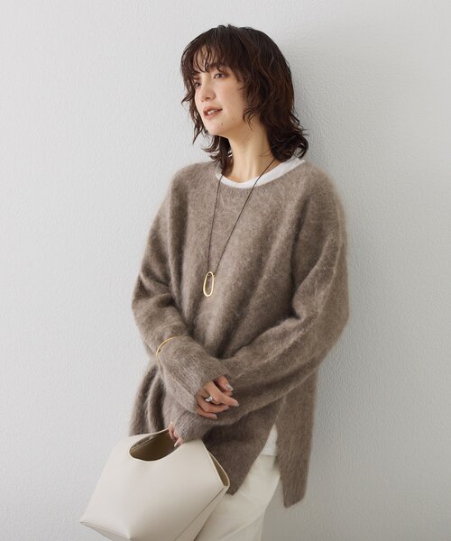 セール】【ヘアリーな質感】起毛ウールサイドスリットニット（ニット