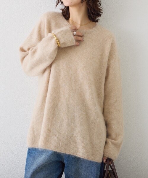 セール】【ヘアリーな質感】起毛ウールサイドスリットニット（ニット