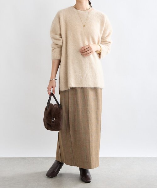 セール】【ヘアリーな質感】起毛ウールサイドスリットニット（ニット