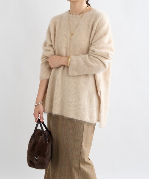 セール】【ヘアリーな質感】起毛ウールサイドスリットニット（ニット