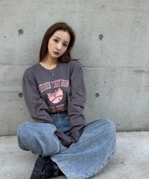 Rosy luce（ロージールーチェ）の「カレッジロゴロングTシャツ（Tシャツ/カットソー・レディース）」