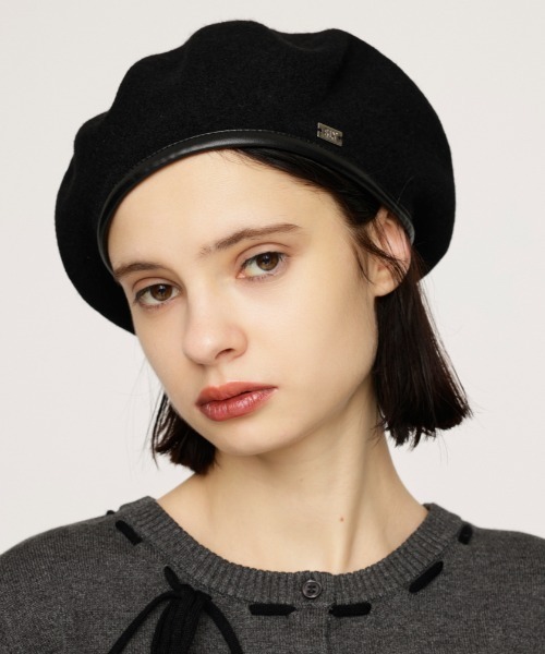 SLY(スライ)の「WOOL PIPING BERET ウール パイピング ベレー 秋服 冬服(ハンチング/ベレー帽・レディース・杢グレー/ブラック・FREE)」の2枚目の写真