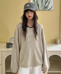 Good Riddance（グッドリダンス）の「【Good Riddance】ゆるVネック ステッチ パイピング ドロップショルダー ニット（ニット/セーター）」