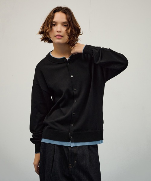 CREW NECK LAYERED CARDIGAN / クルーネックレイヤードカーディガン