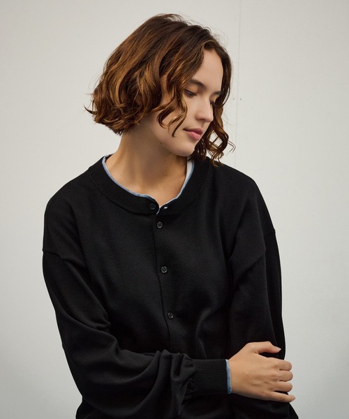 WETTEMPT（ウィテンプト）の「CREW NECK LAYERED CARDIGAN / クルーネックレイヤードカーディガン（カーディガン/ボレロ・メンズ・ブラック/ネイビー・SMALL/MEDIUM/LARGE）」の3枚目の写真