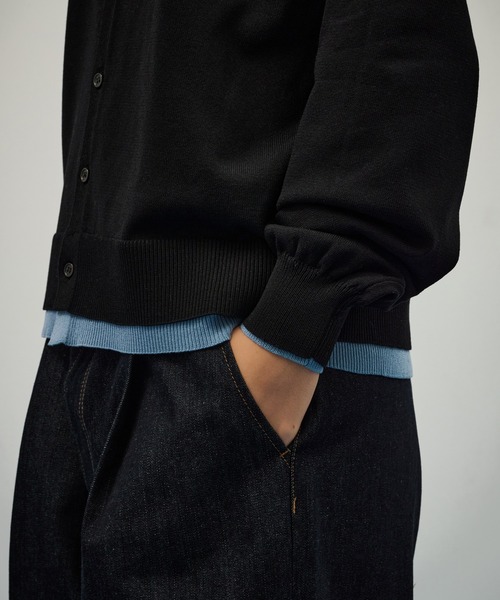 WETTEMPT（ウィテンプト）の「CREW NECK LAYERED CARDIGAN / クルーネックレイヤードカーディガン（カーディガン/ボレロ・メンズ・ブラック/ネイビー・SMALL/MEDIUM/LARGE）」の5枚目の写真