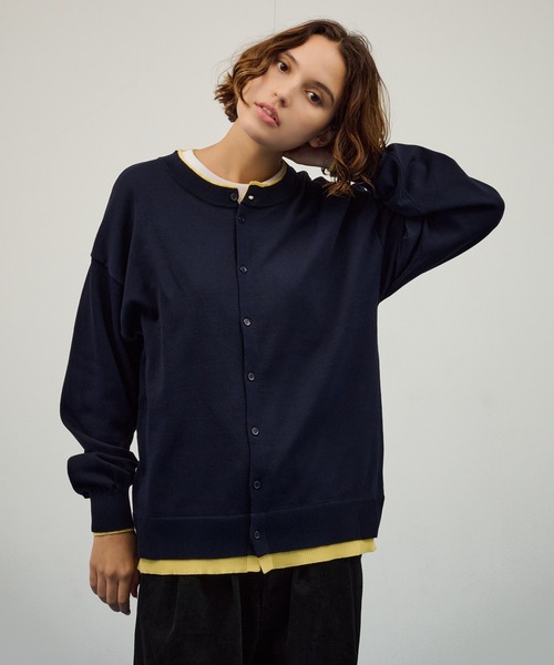 WETTEMPT（ウィテンプト）の「CREW NECK LAYERED CARDIGAN / クルーネックレイヤードカーディガン（カーディガン/ボレロ・メンズ・ブラック/ネイビー・SMALL/MEDIUM/LARGE）」の7枚目の写真