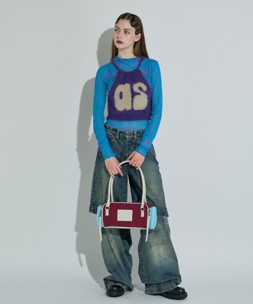 anna sui nyc（アナ スイ エヌ ワイ シー）の「2トーンカラーナイロンバッグ（ハンドバッグ・レディース・ワイン/ライム・FREE）」の3枚目の写真