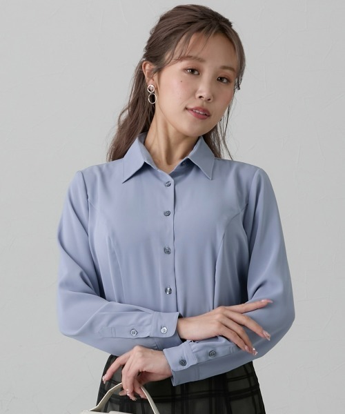 Nissen glamor(ニッセングラマー)の「【大きい胸専用】ボタンがきちんと閉まるとろみ生地カラーシャツブラウス(シャツ/ブラウス・レディース・ホワイト/ブルー/ブラック・LL/L/M)」の3枚目の写真