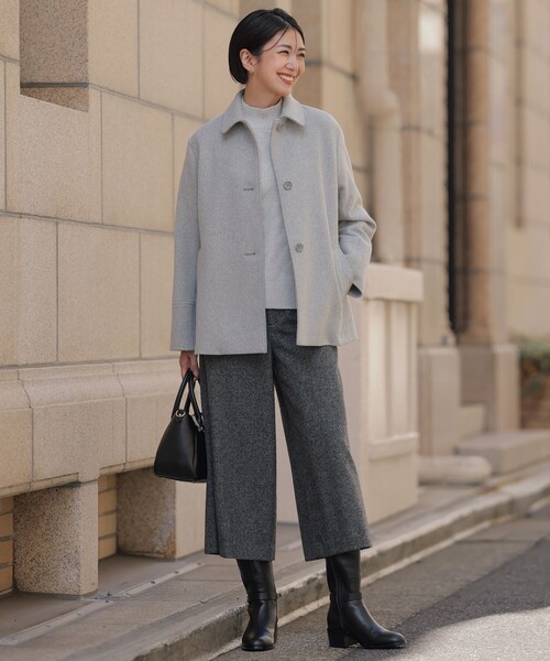 ショートビーバー ショート丈 ステンカラー コート（ステンカラー