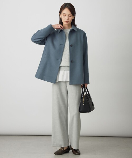 ショートビーバー ショート丈 ステンカラー コート（ステンカラー