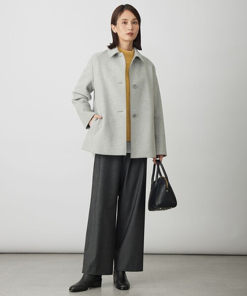 ショートビーバー ショート丈 ステンカラー コート（ステンカラー