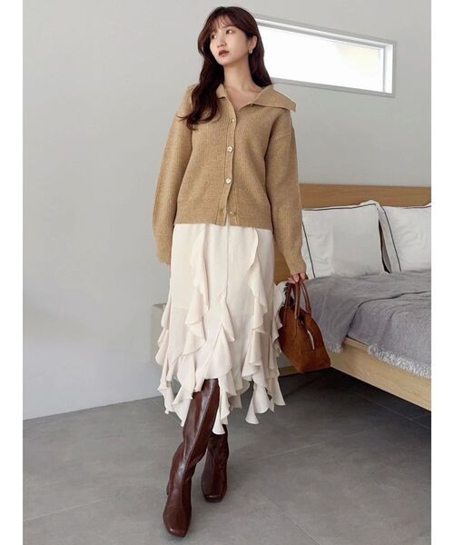 dazzlin（ダズリン）の「ビックカラーカーデ（カーディガン/ボレロ・レディース・キャメル/アイボリー/ブラック・FREE）」の19枚目の写真