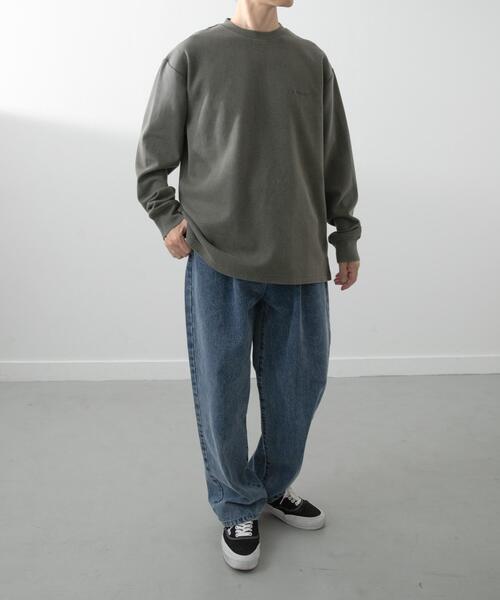 ITEMS URBANRESEARCH(アイテムズ アーバンリサーチ)の「発熱機能 フェードダンボールTops(スウェット・メンズ・オリーブ/ベージュ/ブラック/ネイビー・MEDIUM/LARGE)」の9枚目の写真
