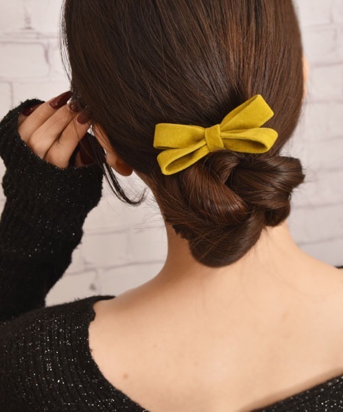 TONE SELECT GOODS（トーンセレクトグッズ）の「【float】ベルベット リボン ヘアゴム（ヘアゴム・レディース・マスタード/インディゴブルー/ダークブラウン/ワインレッド・FREE）」の3枚目の写真
