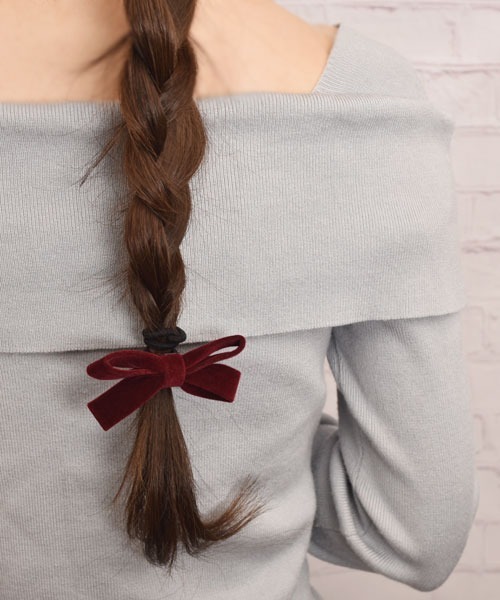 TONE SELECT GOODS（トーンセレクトグッズ）の「【float】ベルベット リボン ヘアゴム（ヘアゴム・レディース・マスタード/インディゴブルー/ダークブラウン/ワインレッド・FREE）」の5枚目の写真