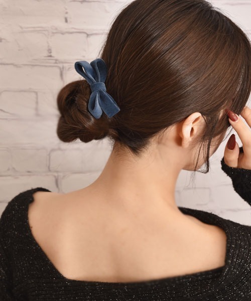 TONE SELECT GOODS（トーンセレクトグッズ）の「【float】ベルベット リボン ヘアゴム（ヘアゴム・レディース・マスタード/インディゴブルー/ダークブラウン/ワインレッド・FREE）」の21枚目の写真