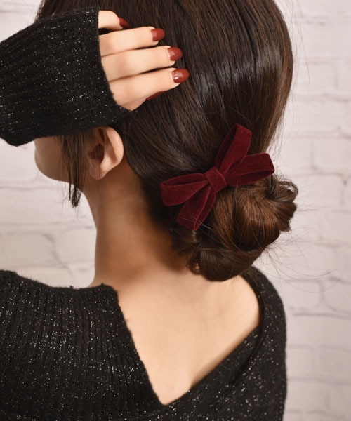 TONE SELECT GOODS（トーンセレクトグッズ）の「【float】ベルベット リボン ヘアゴム（ヘアゴム・レディース・マスタード/インディゴブルー/ダークブラウン/ワインレッド・FREE）」の8枚目の写真