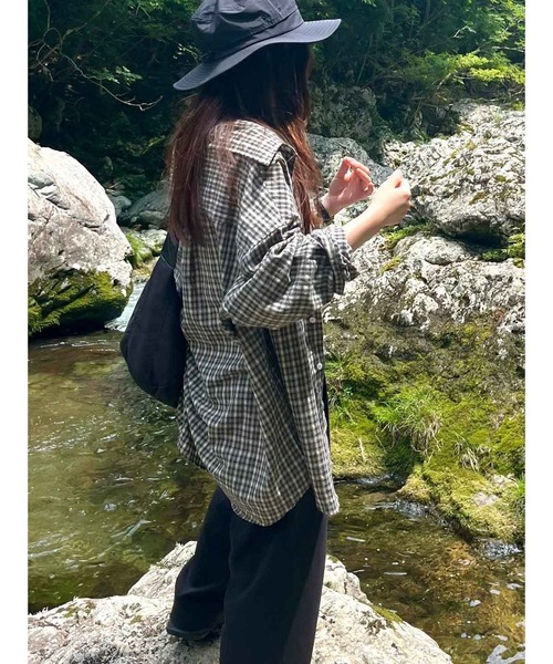 Flugge(フラッジー)の「オーバーチェックシャツ(シャツ/ブラウス・レディース・ブルー・FREE)」の9枚目の写真